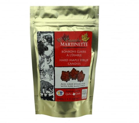 La Ferme Martinette Clear maple syrup hard candy O'Canada - Bonbon aus Ahornsirup aus Kanada, abschließbare Tüte, 100g