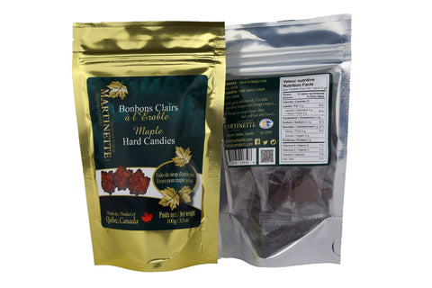 La Ferme Martinette Clear maple syrup hard candy - Bonbon aus Ahornsirup aus Kanada, abschließbare Tüte, 100g